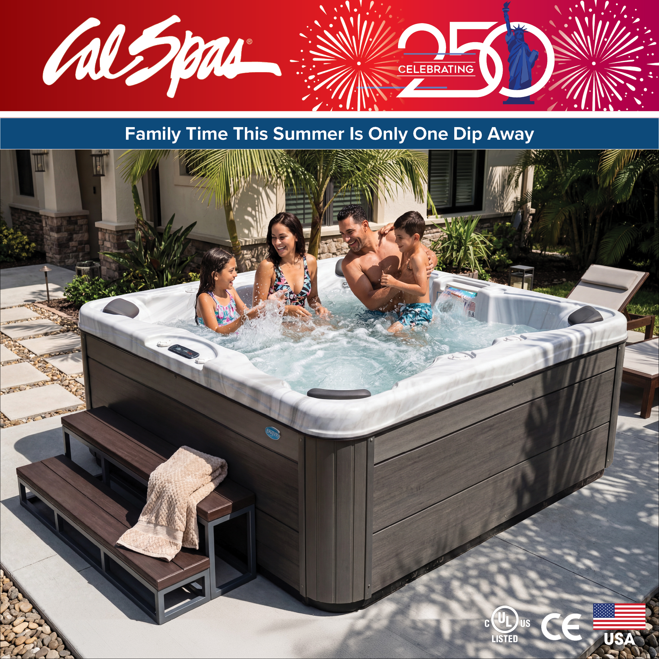 Calspas hot tub being used in a family setting - San Angelo
